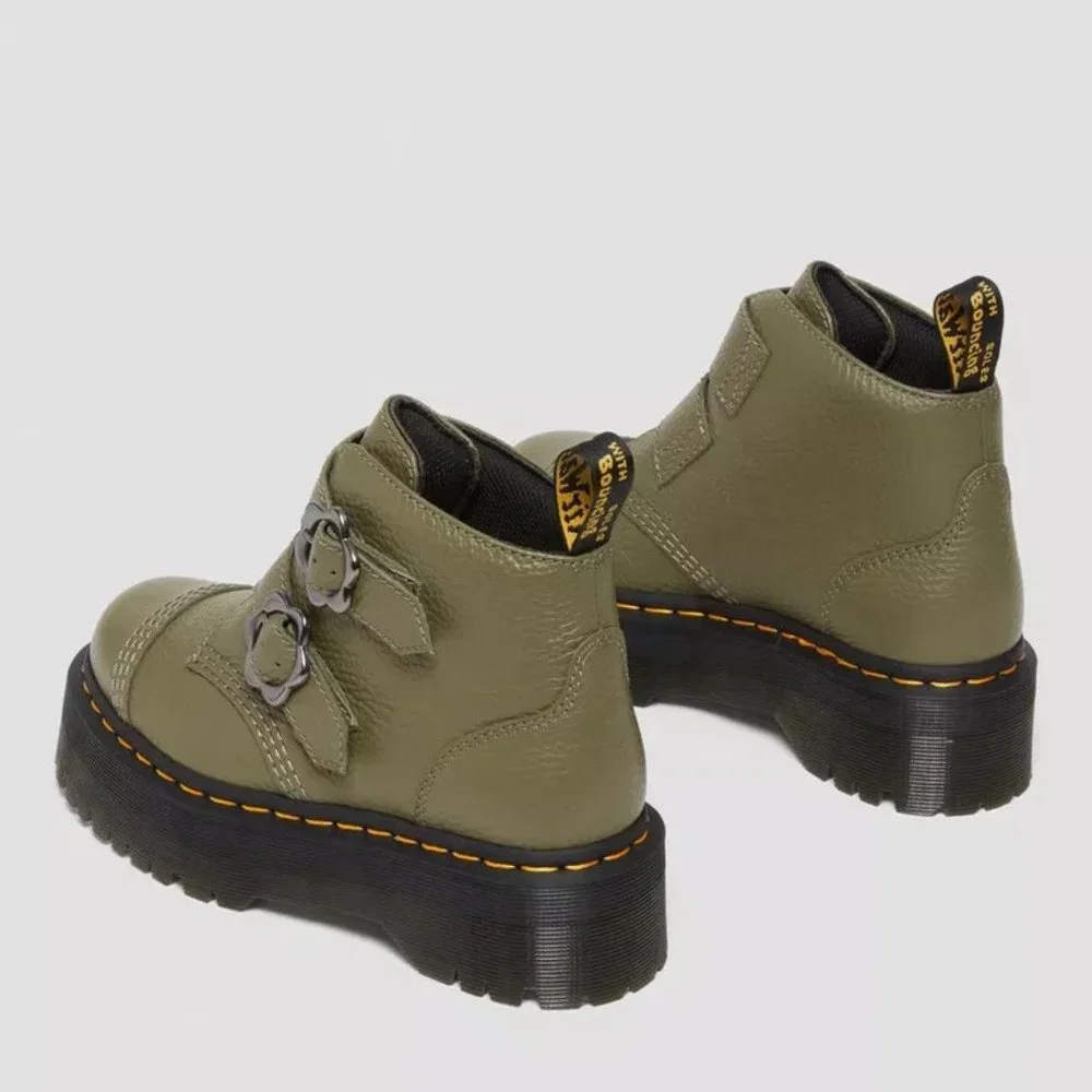 Dr. Martens Devon Flower Buckle Leather Platform Boots - Picture 6 of 16
